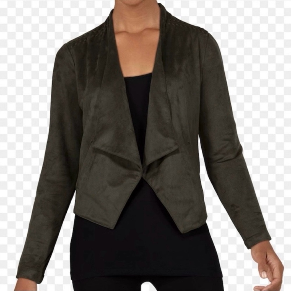 Bob Timberlake Gray Faux Suede Drapey Open Blazer Jacket Size S